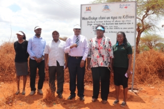 ADSE staff and stakeholders during the declaration of two villages ODF in Kyua location